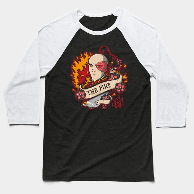 Fire Tattoo Baseball T-Shirt by Soulkr